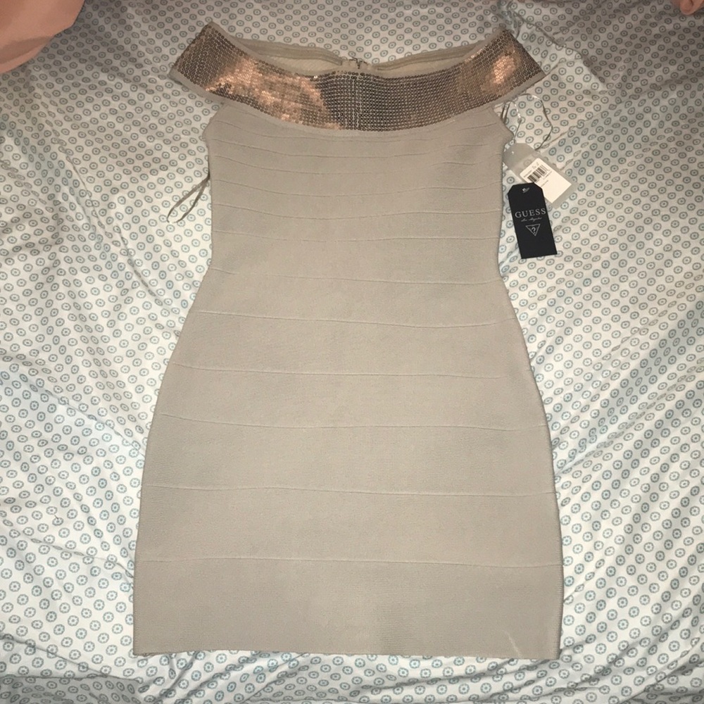 Guess Bodycon Silver Dress - NWT